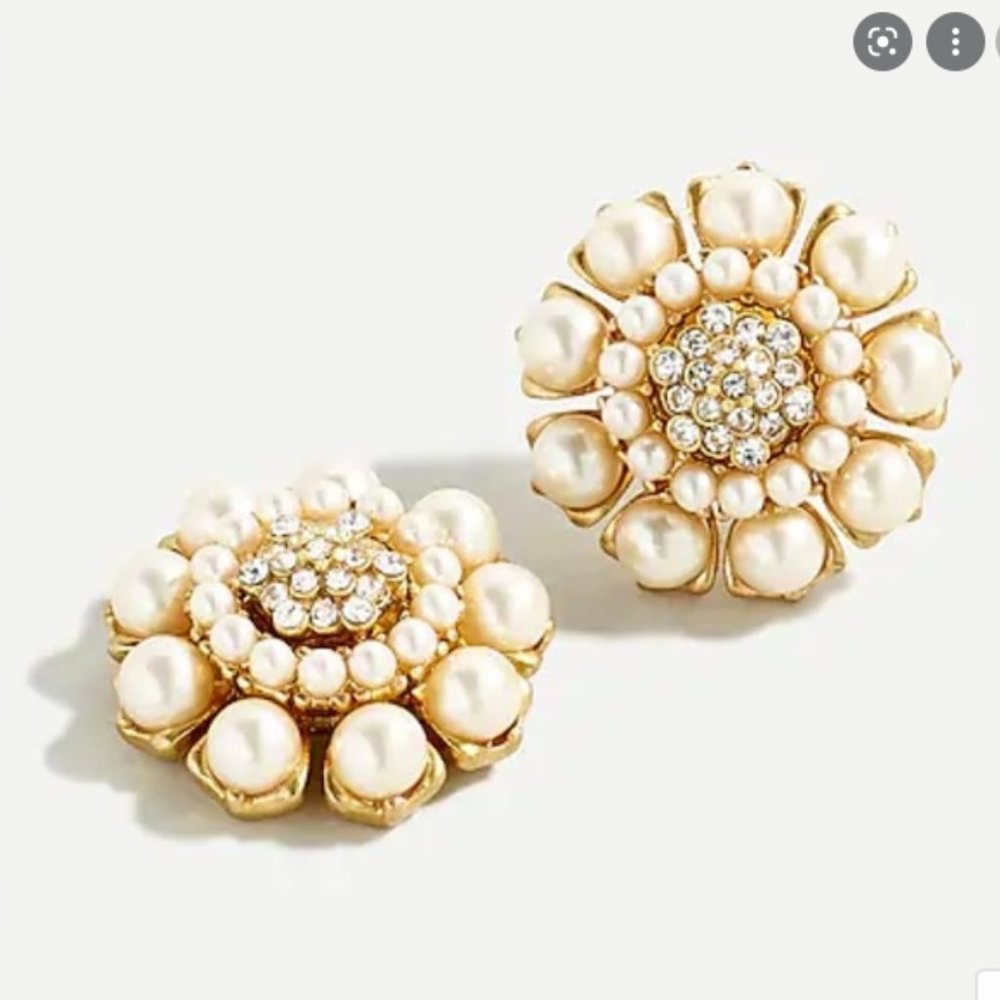 NWT Layered pearl and crystal stud earrings $ firm